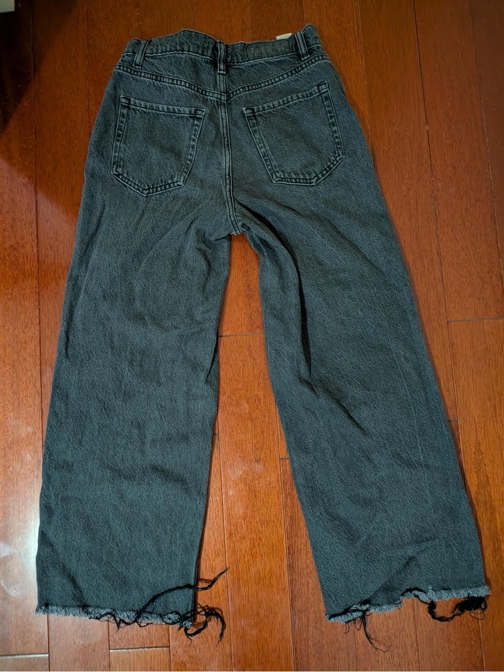 PacSun Nora Wide Leg Black Frayed Hem Jeans Size 25 - Picture 2 of 8